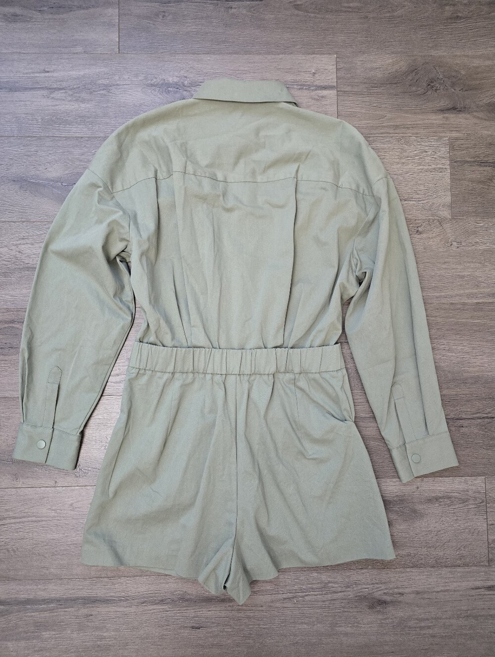 Mare Mare Long-Sleeve Utility Romper Anthropologie khaki Medium - Picture 6 of 15